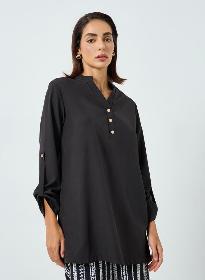 Take Two Women Black Solid Top and Striped Pants Co-Ords - Image 2
